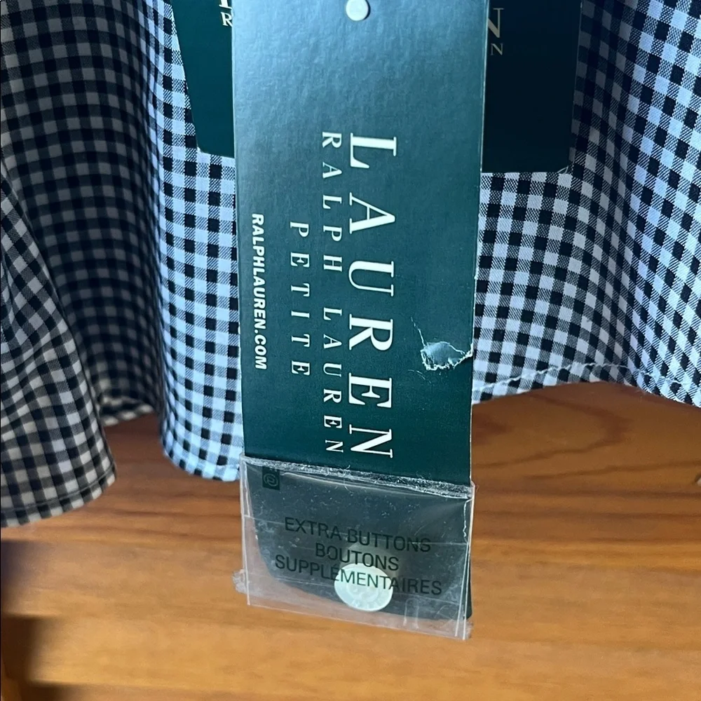 Ralph Lauren Ladies Black and White Checkered Shirt Size PM NWT - Picture 6 of 6